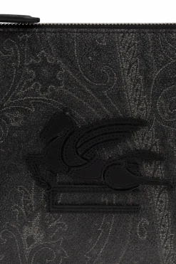 Etro CZARNY Torba na ramię z naszywką w kształcie logo