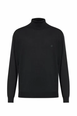 Etro CZARNY Wełniany golf z wyszytym logo