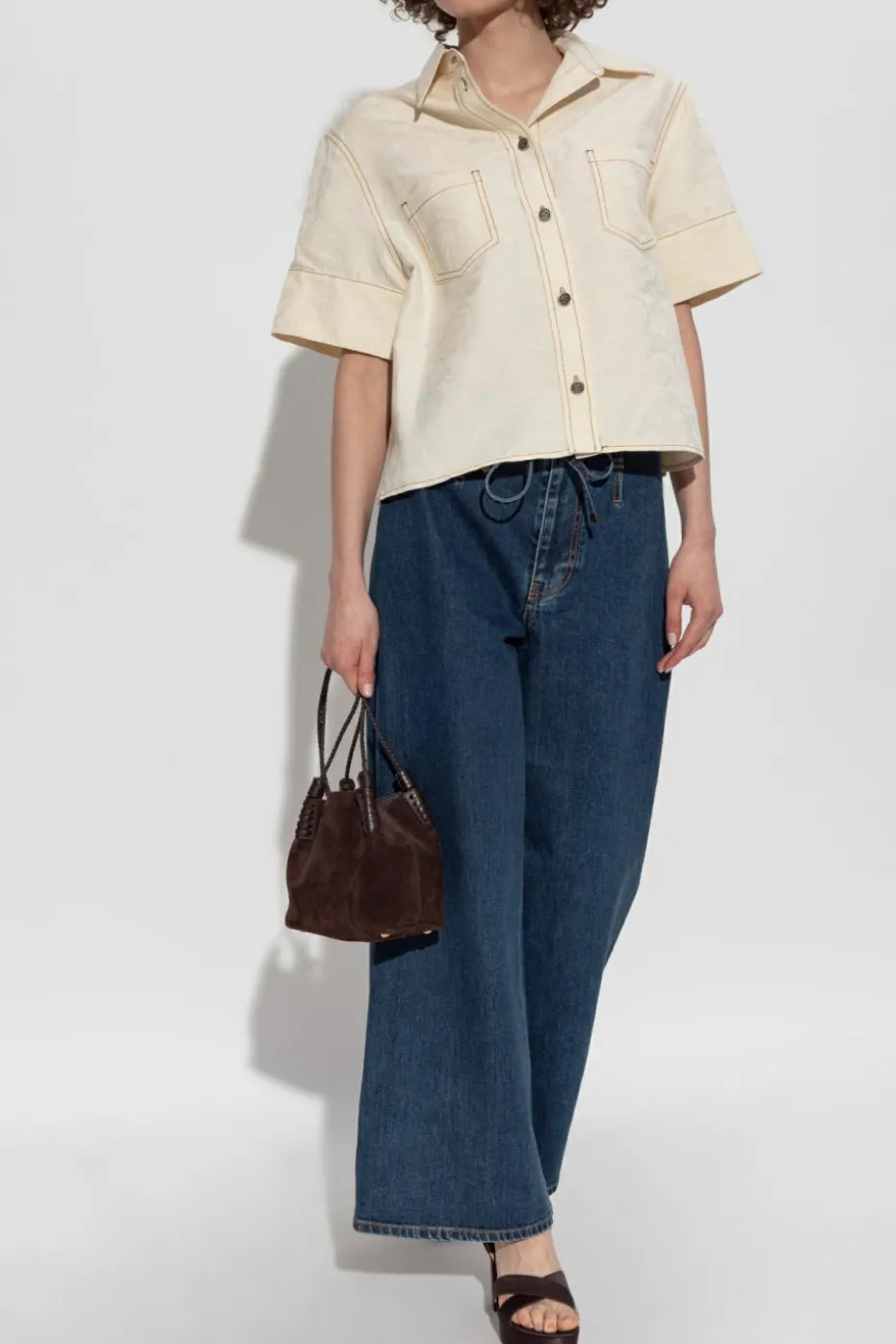 Etro GRANATOWY Jeansy z wysokim stanem