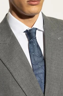 Etro GRANATOWY Jedwabny krawat