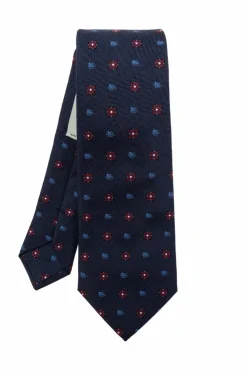 Etro GRANATOWY Jedwabny krawat