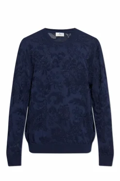 Etro GRANATOWY Sweter z okrągłym dekoltem