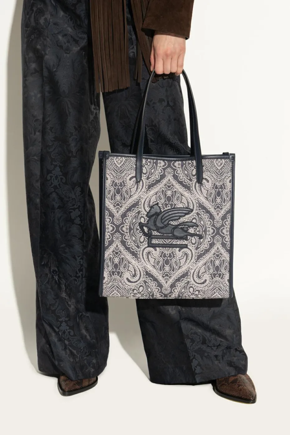 Etro GRANATOWY Torba typu `shopper`