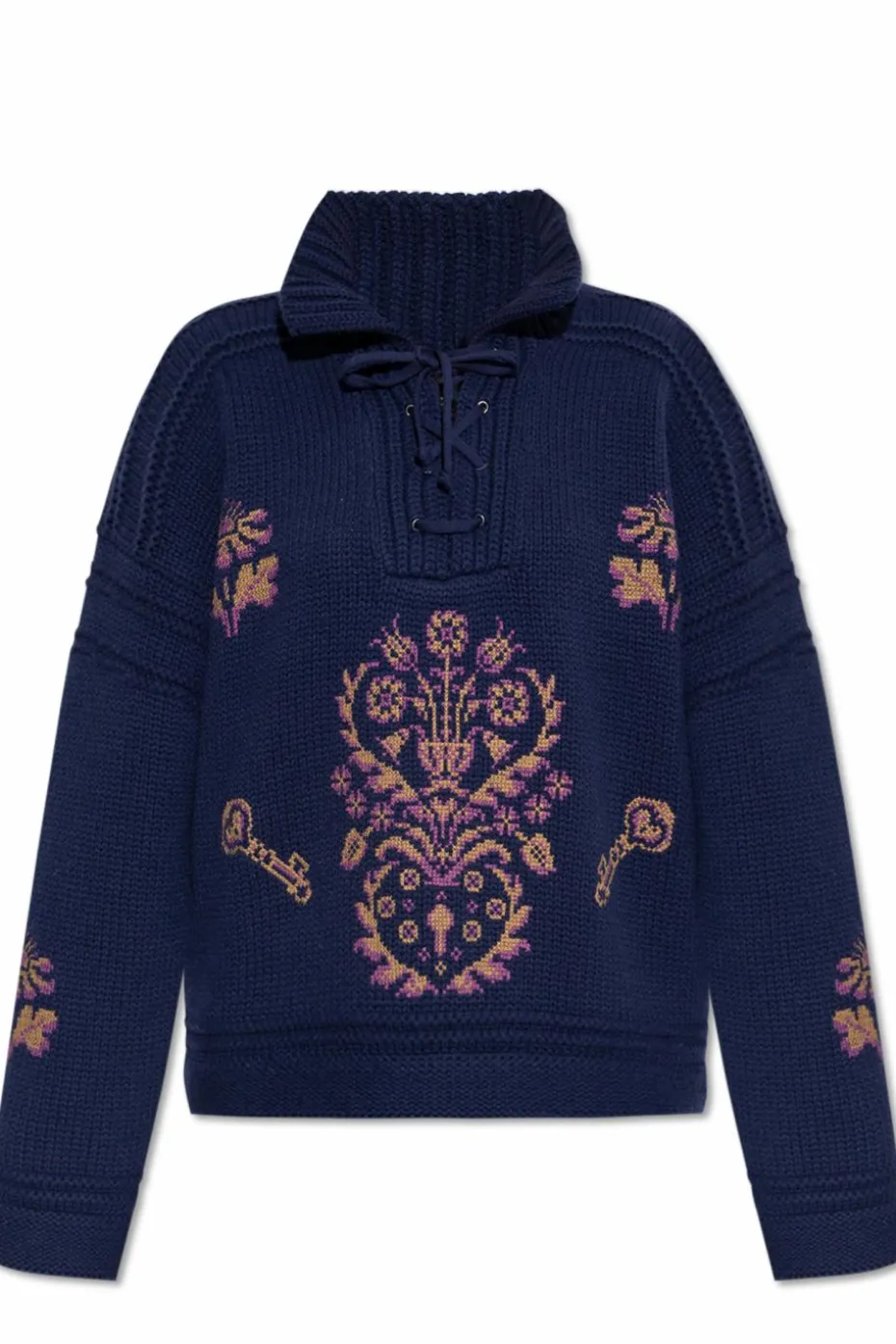 Etro GRANATOWY Wełniany sweter