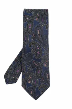 Etro GRANATOWY Wzorzysty krawat
