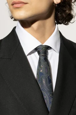 Etro GRANATOWY Wzorzysty krawat
