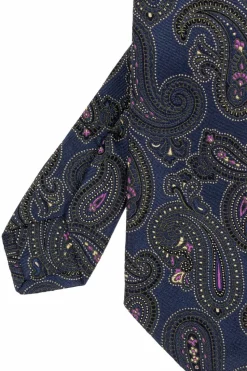 Etro GRANATOWY Wzorzysty krawat
