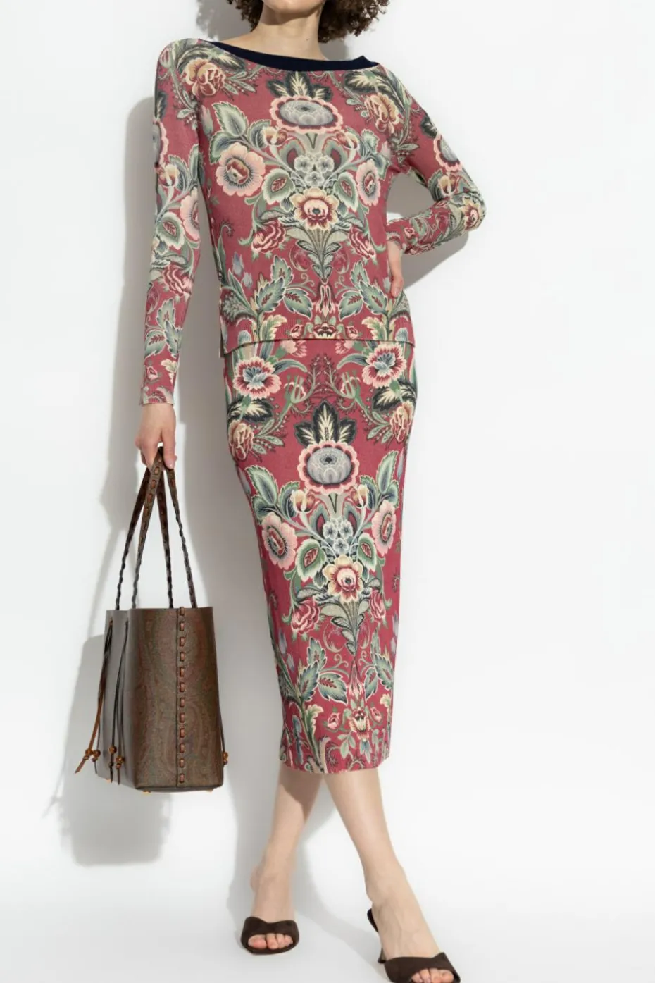 Etro MULTIKOLOR Sweter z motywem kwiatowym