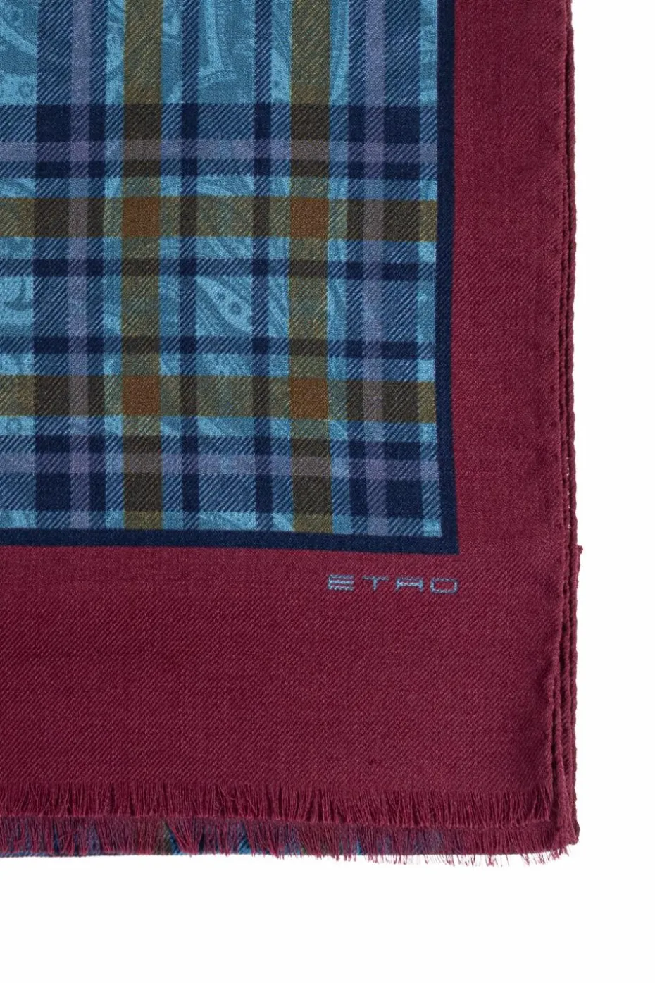 Etro NIEBIESKI Szal w kratę