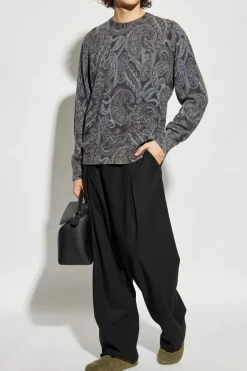 Etro SZARY Wzorzysty sweter