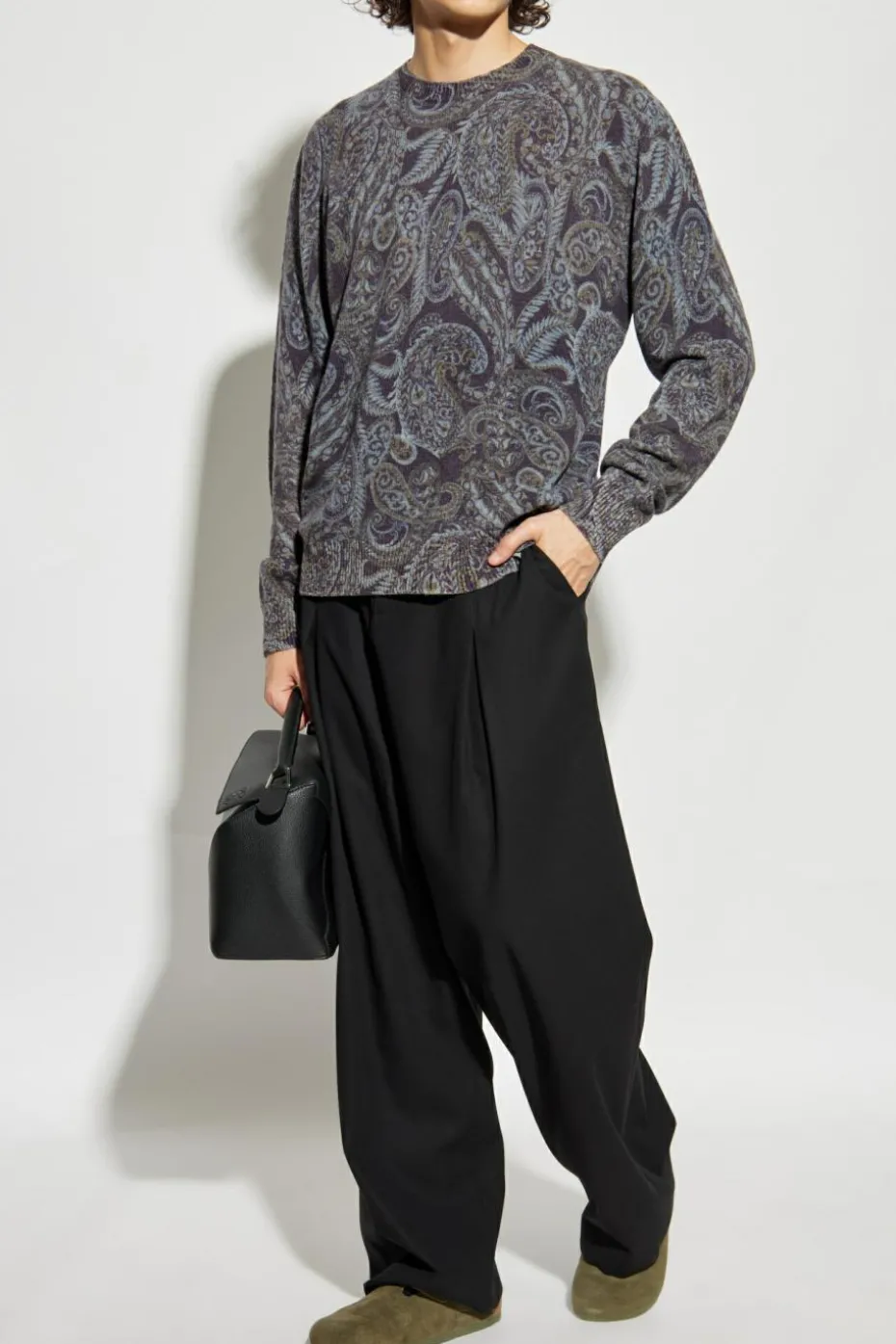 Etro SZARY Wzorzysty sweter