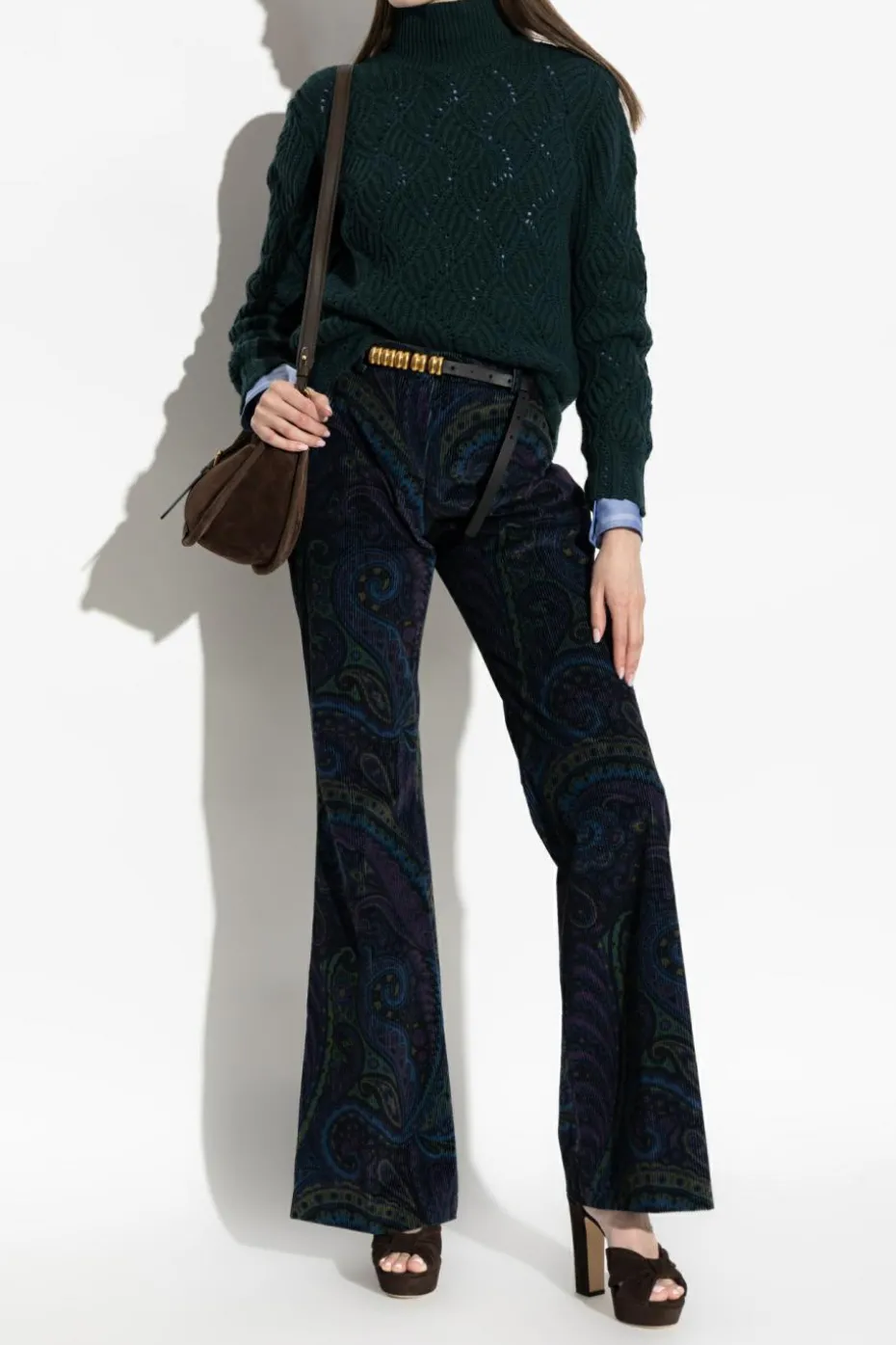 Etro ZIELONY Kaszmirowy golf