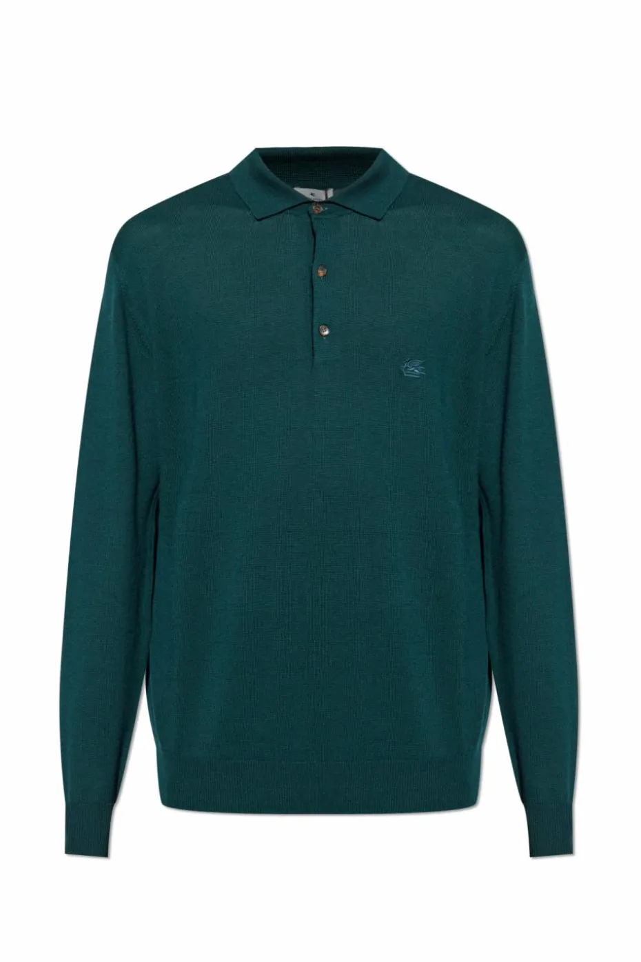 Etro ZIELONY Wełniane polo z długimi rękawami