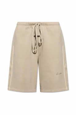 Fear Of God Essentials beżowy Dresowe szorty z lampasami