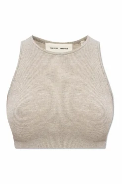 Fear Of God Essentials beżowy Krótki dzianinowy top