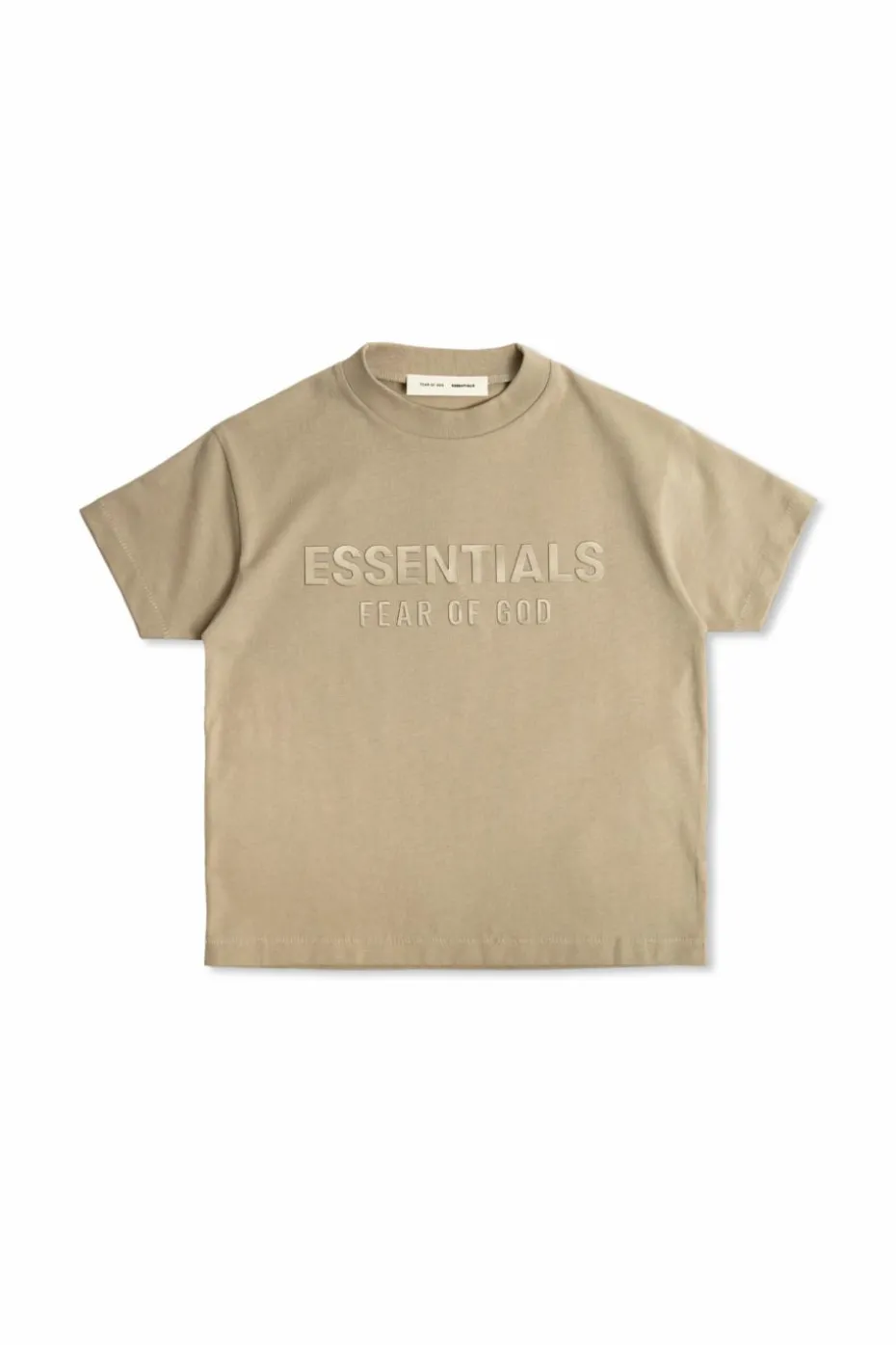 Fear Of God Essentials Kids beżowy T-shirt z logo