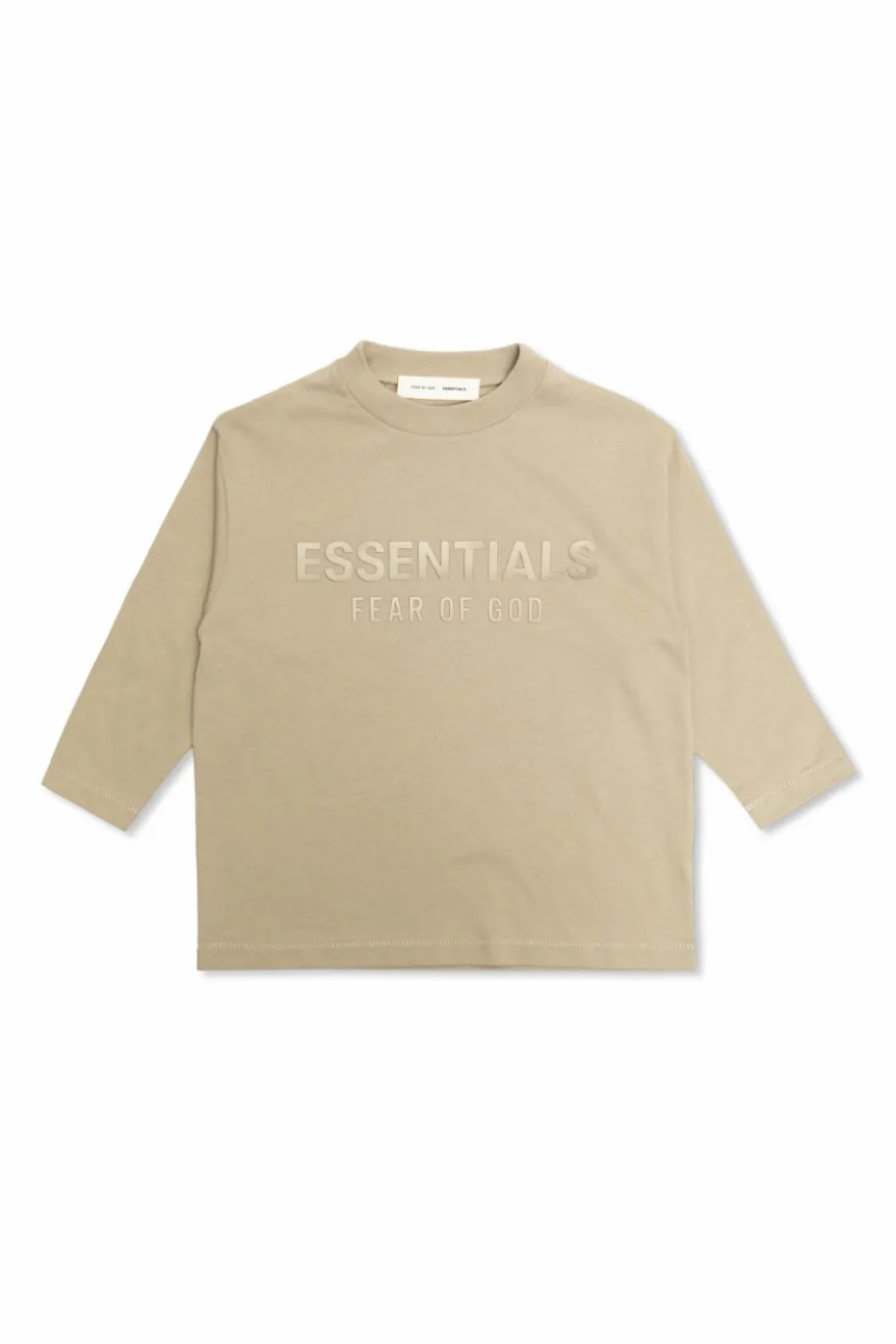 Fear Of God Essentials Kids beżowy T-shirt z logo