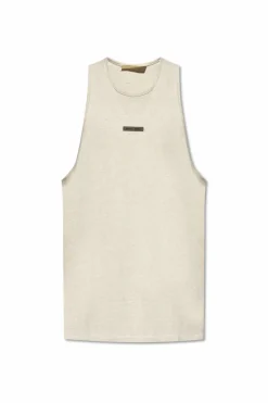 Fear Of God Essentials kremowy T-shirt z logo
