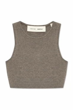 Fear Of God Essentials SZARY Krótki dzianinowy top