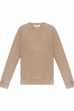 Fendi beżowy Bluza z wypukłym logo