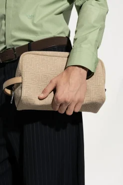 Fendi beżowy Kosmetyczka z monogramem