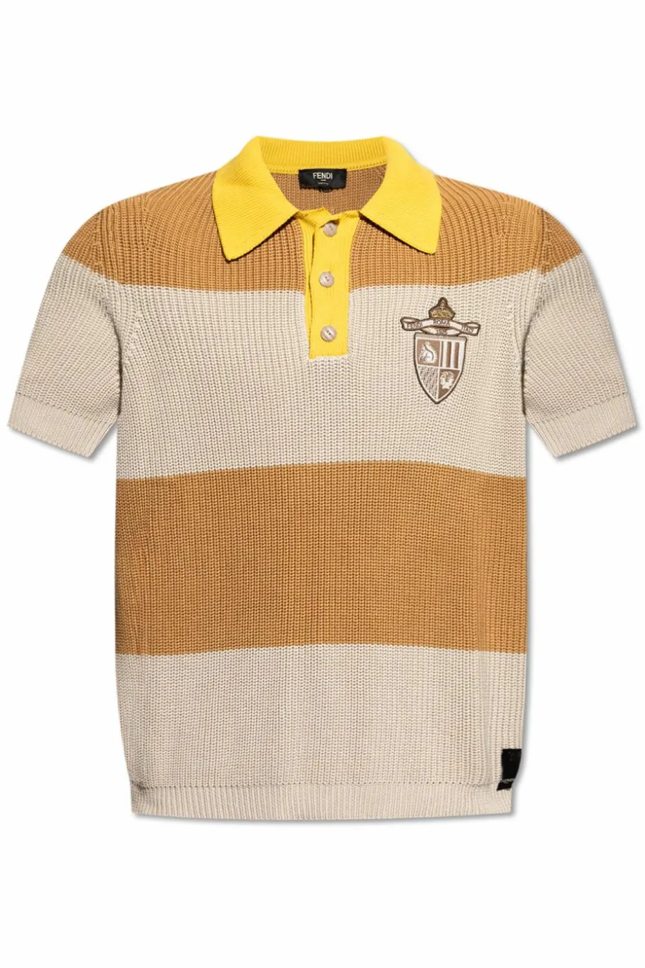Fendi beżowy Polo z naszywką