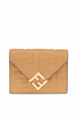 Fendi beżowy Portfel z logo