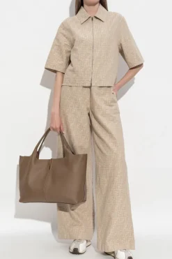 Fendi beżowy Spodnie z monogramem