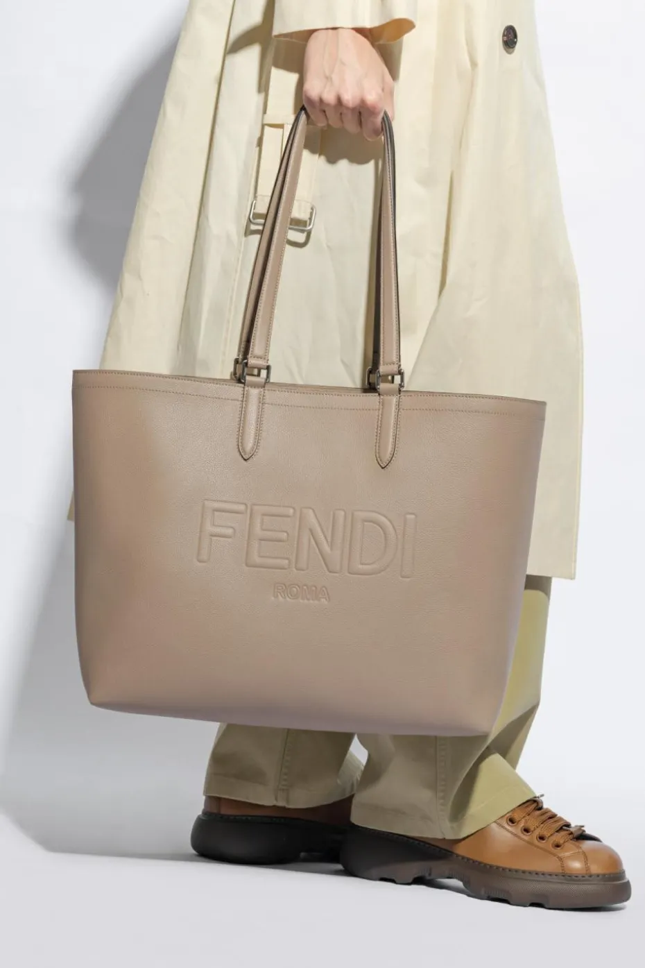 Fendi beżowy Torba typu ‘shopper’ z logo