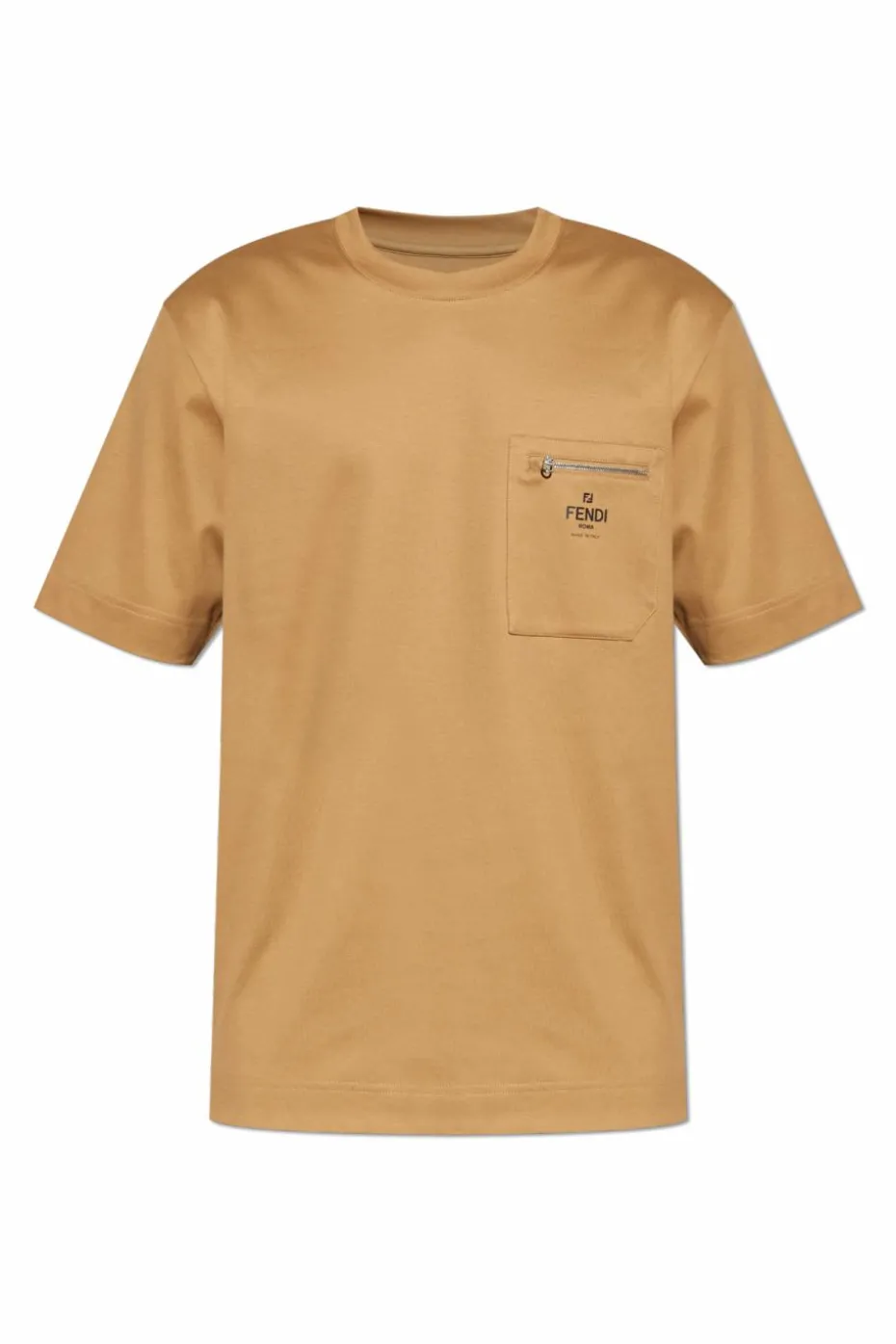 Fendi beżowy T-shirt z kieszenią