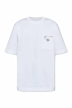 Fendi BIAŁY T-shirt z kieszenią