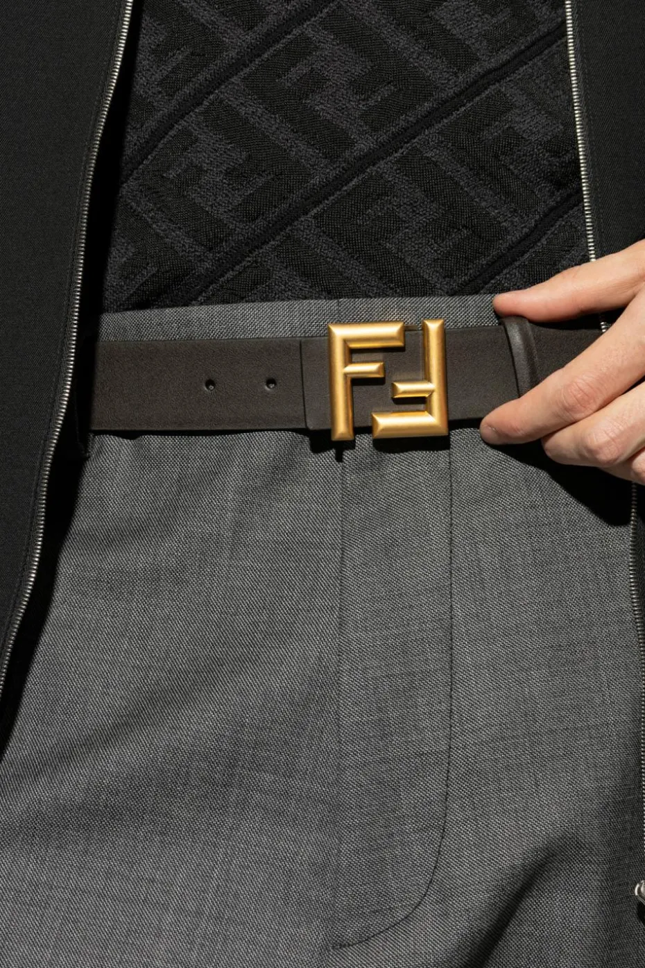 Fendi BRĄZOWY Dwustronny pasek