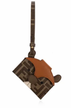 Fendi BRĄZOWY Etui na karty z paskiem na nadgarstek