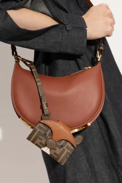 Fendi BRĄZOWY Etui na karty z paskiem na nadgarstek