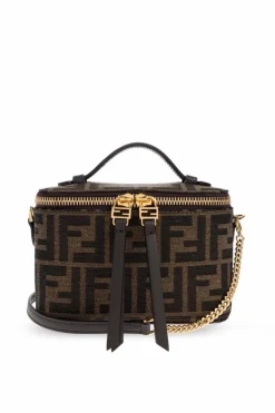 Fendi BRĄZOWY Kosmetyczka na pasku`Vanity`
