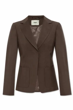 Fendi BRĄZOWY Marynarka z kieszeniami