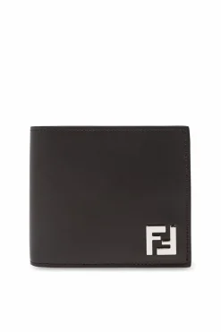 Fendi BRĄZOWY Portfel z aplikacją w kształcie logo