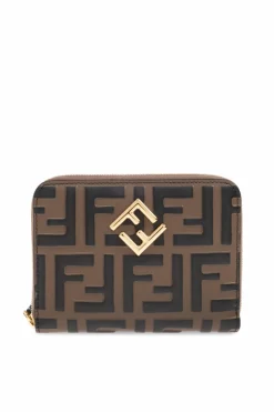 Fendi BRĄZOWY Portfel z logo