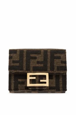 Fendi BRĄZOWY Portfel z monogramem