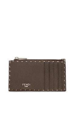 Fendi BRĄZOWY Skórzane etui na karty
