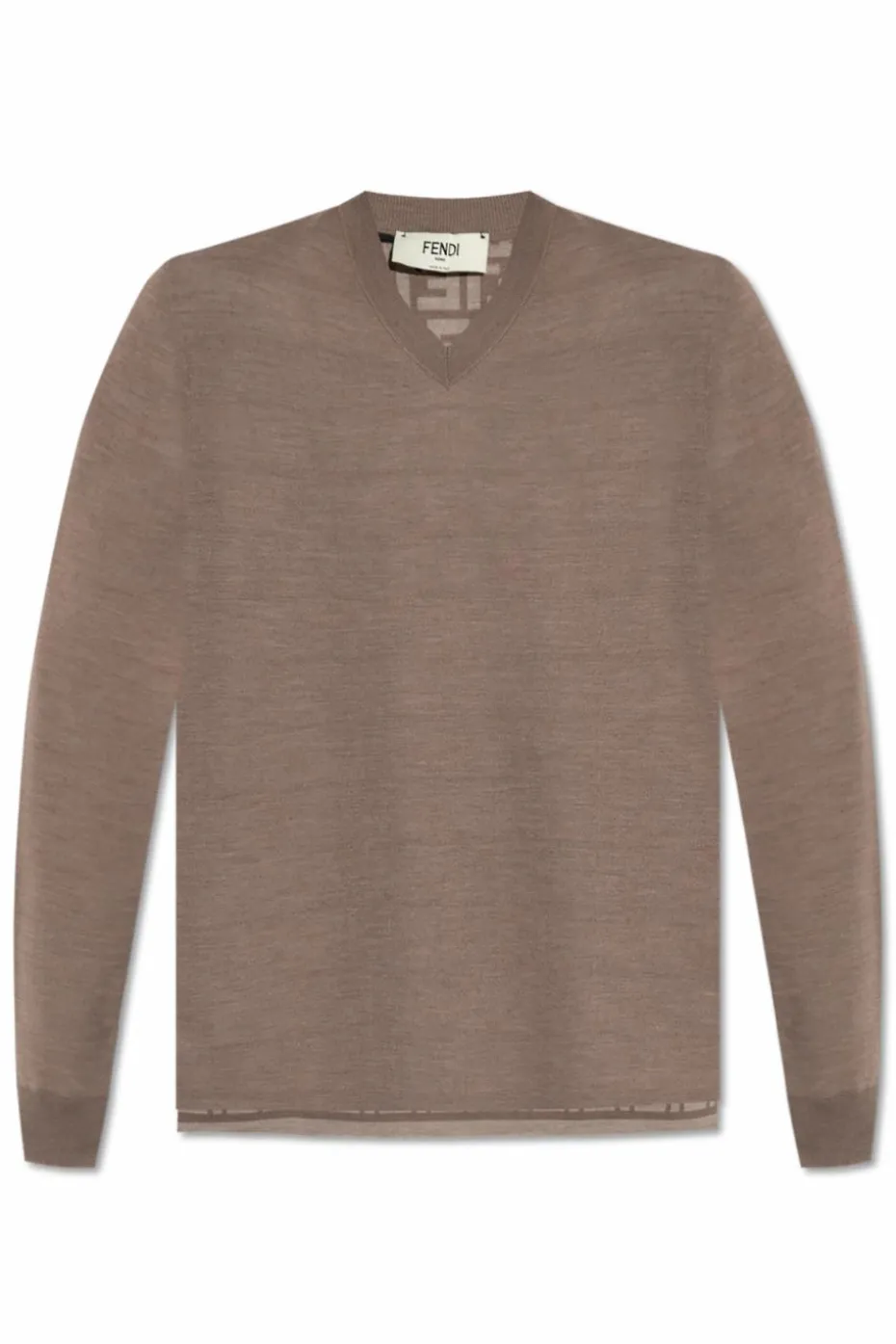 Fendi BRĄZOWY Sweter z rozcięciem po bokach