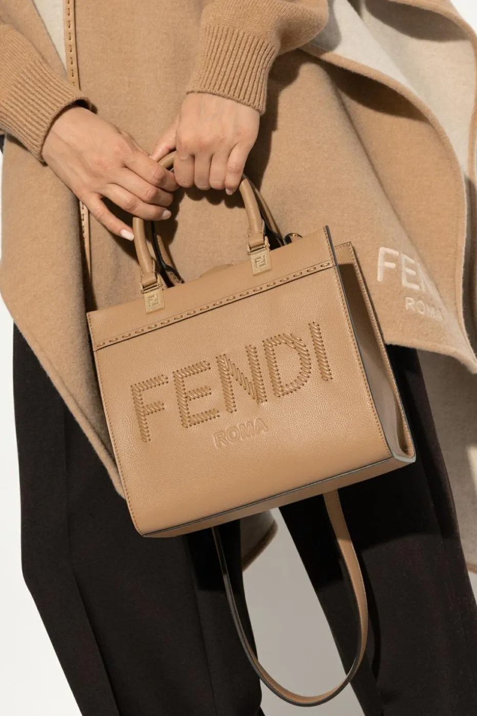 Fendi BRĄZOWY Torba `Sunshine Small` typu `shopper`
