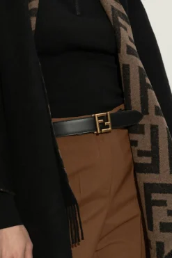 Fendi CZARNY Dwustronny pasek
