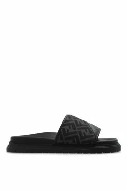 Fendi CZARNY Klapki z logo