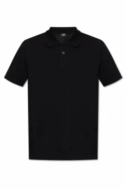 Fendi CZARNY Polo z aplikacją w kształcie logo