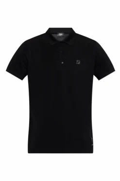 Fendi CZARNY Polo z aplikacją w kształcie logo