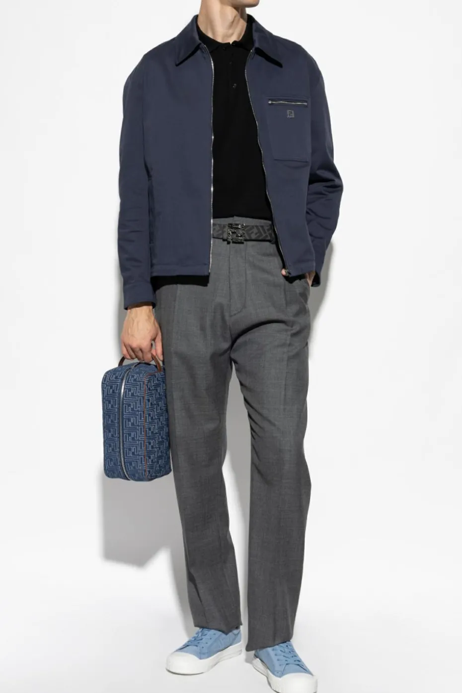 Fendi CZARNY Polo z aplikacją w kształcie logo