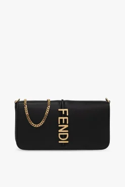 Fendi CZARNY Portfel na łańcuchu ’Fendigraphy’