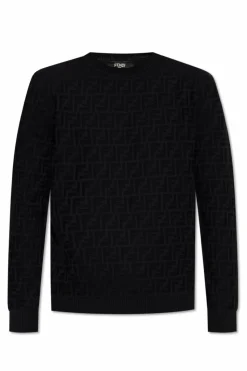 Fendi CZARNY Sweter z monogramem