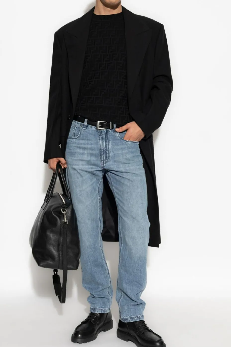 Fendi CZARNY Sweter z monogramem